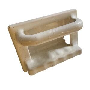 Vintage Porcelain Soap Dish Wall Mount with Handle Bathroom Speckled Ceramic